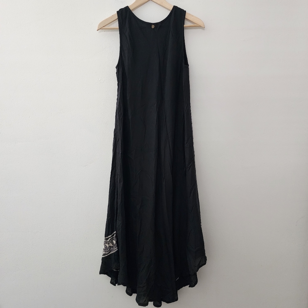 Soft Surroundings | Black & Tan Flowy Maxi Summer Dress - Picture 2 of 7